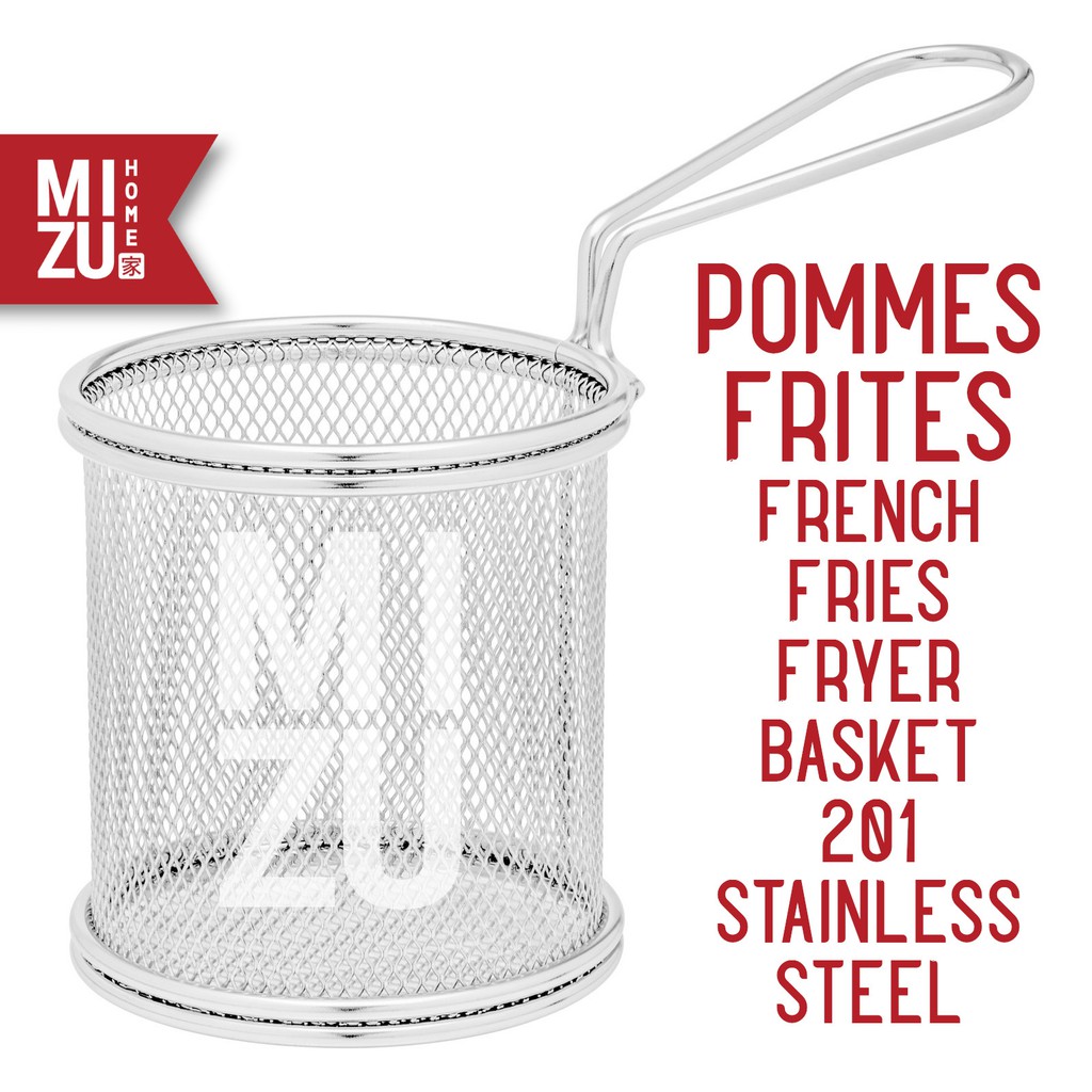 POMES FRITES ตะกร้าทอดเฟรนช์ฟรายสแตนเลสตะกร้าทอดเฟรนช์ฟราย 201