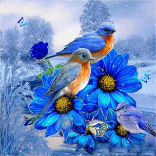 Diy bird and flower diamond painting / cross stitch / bedroom living room / wall sticker wall painting decoration