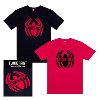 เสื้อยืดครอป Marvel Men&amp;Women T-Shirt - เสื้อมาร์เวลผู้ชายและผู้หญิง พิมพ์กำมะหยี่ลายสไปเดอร์แมน  สินค้าลิขสิทธ์แท้100%