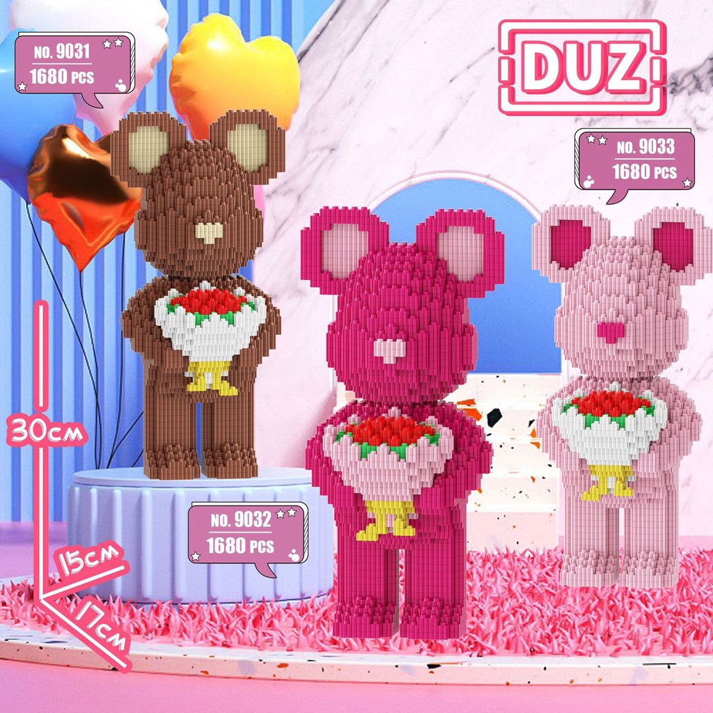 Bearbrick Rose Flower Building Blocks Micro Bricks Assembled Particle Toy Couple Blok Mainan Buildin