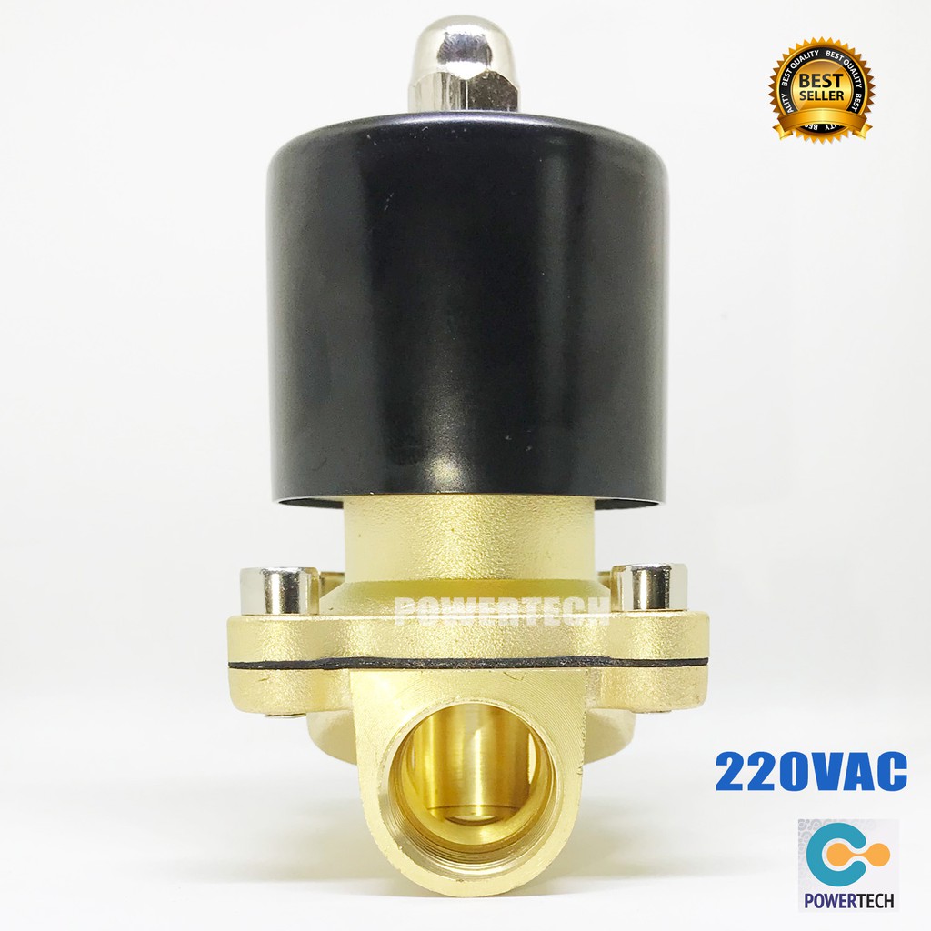 โซลินอยด์วาล์ว ทองเหลือง 3/4 นิ้ว ( 6 หุน ) แบบปกติปิด จ่ายไฟเปิด  220VAC