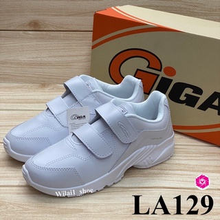 GiGa LA129 รองเท้าผ้าใบหนัง แบบติดเทป (36-41) สีขาว