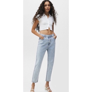 PB⏸PULL&amp;BEAR  BASIC MOM JEANS กางเกงยีนส์ขายาวทรงmomเอวสูงแบรนด์