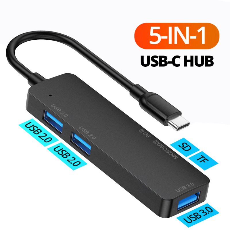 Ankndo 5 IN 1 USB C HUB Adapter สำหรับ อุปกรณ์เสริม Type C ถึง USB 3.0 2.0 Splitter TF SD Card Reader แล็ปท็อป Dock Station
