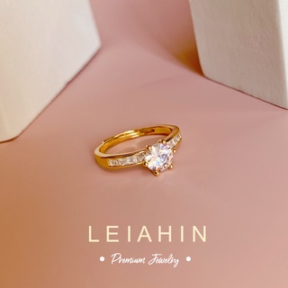 LEIAHIN แหวนทอง 18k ประดับเพชร เพทาย ปรับขนาดได้ เครื่องประดับแฟชั่น สไตล์เกาหลี มินิมอล สําหรับผู้หญิง