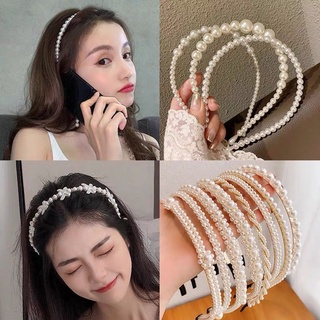 ที่คาดผมมุก ที่คาดผม ที่คาดศีรษะประดับมุกสไตล์เกาหลีเรียบง่ายสําหรับผู้หญิง
