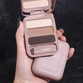 Novo คิ้วฝุ่น เฉดดิ้งไฮไลท์ ตลับ 3 สี [No.5345] Novo Smooth Texture Lasting Makeup Eyebrow Powder
