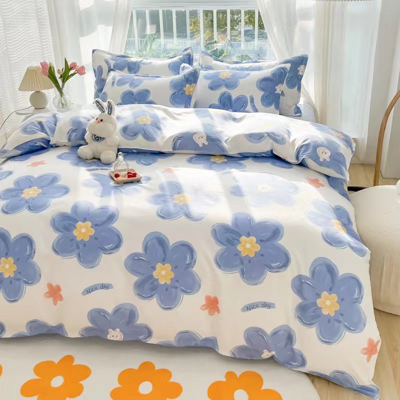 TKN STORE ชุดเครื่องนอนโพลีคอตตอนผ้าปูที่นอนเกาหลีพร้อมผ้าปูที่นอนยางยืดฟรีและผ้าคลุมที่นอน