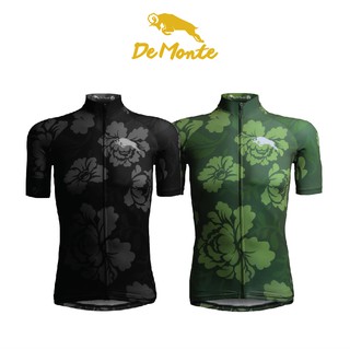 DeMonte Cycling เสื้อจักรยานผู้ชาย ลายดอกไม้ เนื้อผ้า Microflex ระบายอากาศดีมาก