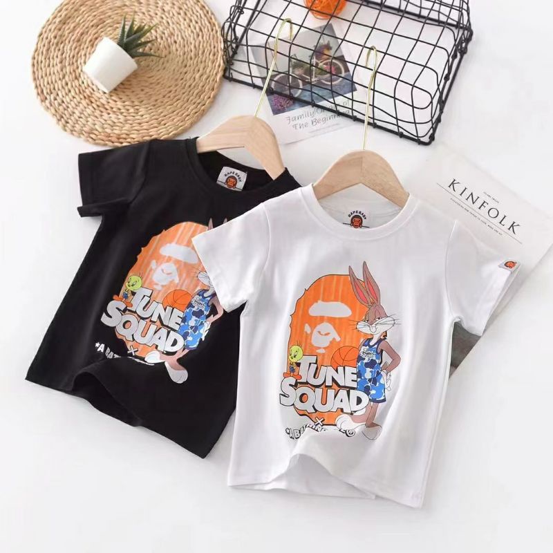 เสื้อยืดเด็กชาย Bape x spacejam tune รุ่น squad