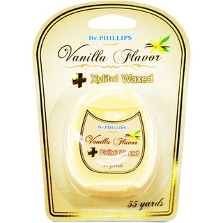 ไหมขัดฟัน Dr.phillips vanilla floor +xylitol waxed 55 yards - ด้ายขัดฟัน กลิ่นวนิลา