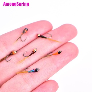 (Amongspring) หัวลูกปัดทังสเตน Nymph สําหรับตกปลา 6 ชิ้น