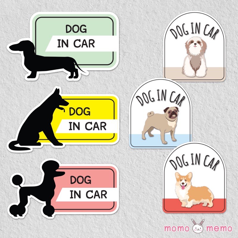 สติ๊กเกอร์ติดผนัง | Sticker Dog In Car | Sticker Covid-19