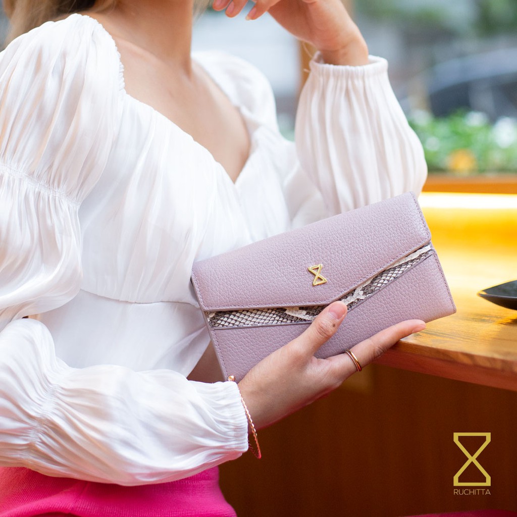 กระเป๋าสตางค์ Ruchitta - กระเป๋าสตางค์ Lita Wallet x Python : Lavender Pink