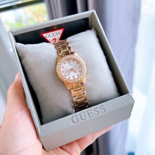 NEW Guess สายสเตนเลสสีพิงค์โกลด์ หน้าปัด 25 มิล พร้อมกล่องและใบประกันศูนย์ CMG