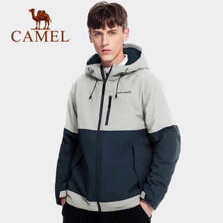 CAMEL เสื้อโค้ทแจ็คเก็ตสําหรับผู้ชายผู้หญิงผ้าฝ้ายแขนยาวกันน้ํา