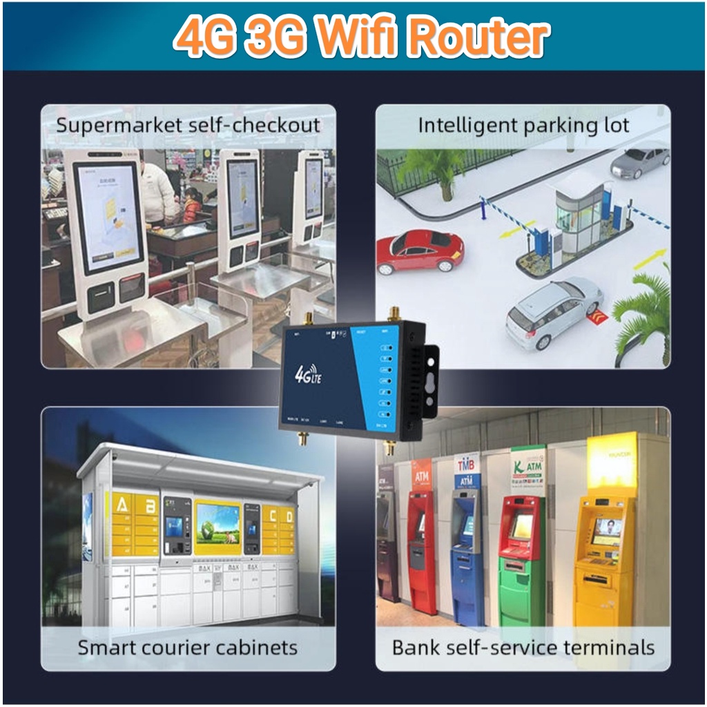 4G Wifi Router Indoor Outdoor 300Mbps 4 Detachable Antennas SMA Port SIM Card Slot Easy Setup Plug P