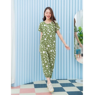 NEW!! จั๊มสูทให้นมรุ่น Bobby Jumpsuit: Green Bubble