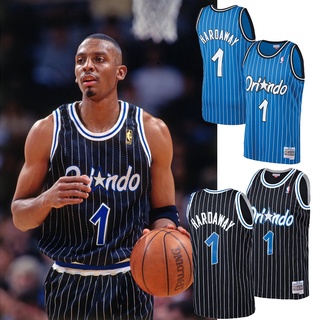 เสื้อกีฬาแขนสั้น ลายทีม Orlando Magic Penny Hardaway 1994-95 HWC Mitchell &amp; Ness สีดํา สําหรับผู้ชาย