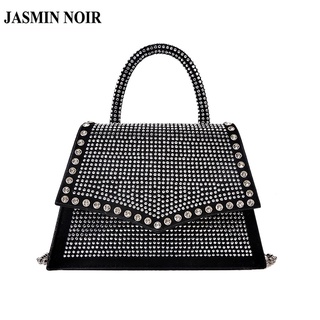 Jasmin NOIR กระเป๋าถือ กระเป๋าสะพายไหล่ สะพายข้าง สายโซ่ ประดับเพชร สําหรับสตรี