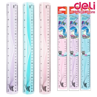 Deli H21 Ruler ไม้บรรทัดงอได้ PVC ยาว 30 เซนติเมตร (12 นิ้ว) แพ็คกล่อง 48 ชิ้น ไม้บรรทัด เครื่องเขียน อุปกรณ์การเรียน school