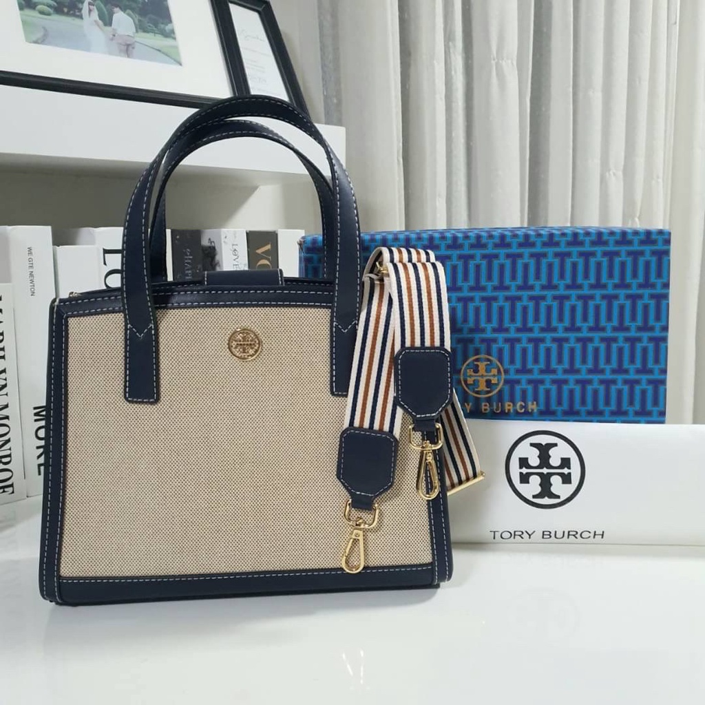 TORY BURCH SMALL WALKER CANVAS กระเป๋าถือ  Code:B14D110364  แบรนด์แท้ 100% งาน Outlet