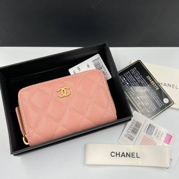 CHANEL 22C Pink Caviar Zip Coin Purse/ Card Holder *New - Timeless Luxuries