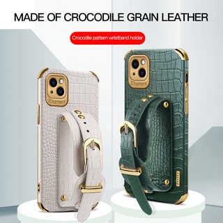 Leather Phone Case for Samsung Galaxy Note20 Ultra Note10 Pro S10 Plus S10+ Note10+ S20 Fe A70 A50 A50S A30S A70S A20S A10S Drop-resistant Crocodile-print Wrist Strap Phone Cover