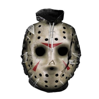 พร้อมส่ง เสื้อกันหนาว มีฮู้ด พิมพ์ลาย Friday the 13th JasonVoorhees 3D สไตล์สตรีท