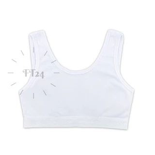 👧🏻เสื้อชั้นในเด็กผู้หญิง สวมหัว 👧🏻First bra สีขาวล้วน 1 ตัว มีฟองน้ำ เด็กประถม เนื้อผ้านุ่ม ใส่สบาย ลายน่ารัก