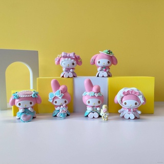 Sy7 ตุ๊กตาฟิกเกอร์ Sanrio My Melody ประดับโบว์ สําหรับตกแต่งบ้าน เก็บสะสม YS7 6 ชิ้น