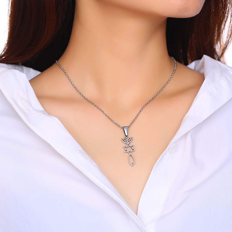 ศาสนา Menorah และ Star Of David เครื่องประดับยิว Magen สร้อยคอ Judaica Hebrew อิสราเอล Faith โคมไฟ H