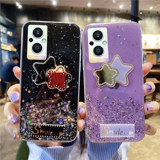 Gradient Sequins Crystal Star Glitter เคสโทรศัพท์ OPPO Reno 7 Z 5G Soft เคส OPPO Reno7 Z 5G Transparent Back Cover