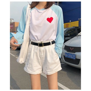 พร้อมส่ง 💖two tone pastel long sleeve tee💘🌹 เสื้อแขนยาวทูโทนสกรีนลาย