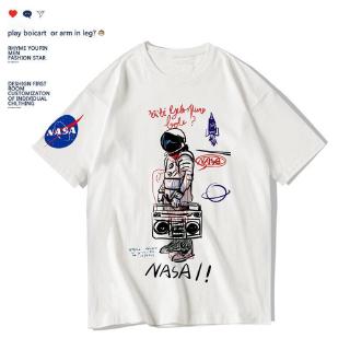 เสื้อยืดแขนสั้นพิมพ์ลาย nasa astrome สไตล์เกาหลีสําหรับผู้ชาย