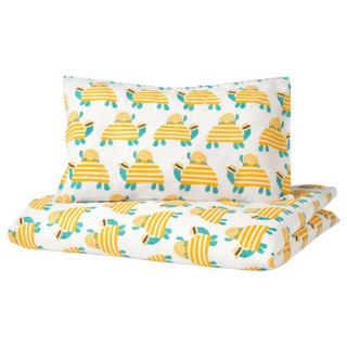 IKEA ปลอกผ้านวมและปลอกหมอนเด็กอ่อน, เต่า เหลือง ขนาด 110x125/35x55 ซม.