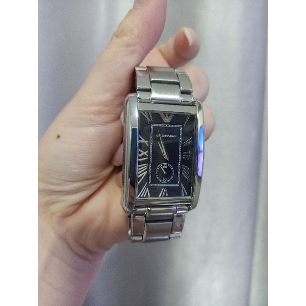 นาฬิกาแบรนด์เนมเอ็มโพริโออาร์มานี่มีข้อเต็มEmporio Armani Men's AR1608 Classic Analog Display Analog Quartz Silver Watch