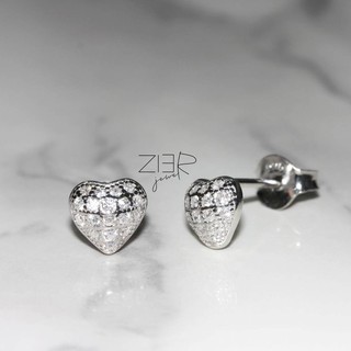 ต่างหูหัวใจเงินแท้ 925 ประดับพลอยCZ Earring Silver 925 With Cubic Zirconia-(E14170309)