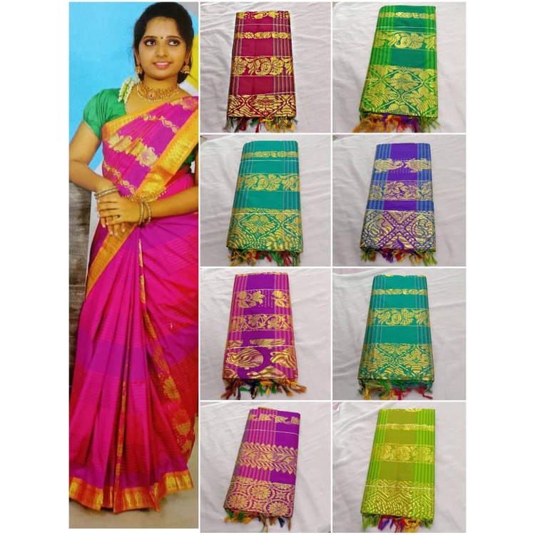 Kalyani Pattu Sarees / Cotton Pattu Sarees / With Running Saree Blouse Material / Sarees สวยงาม