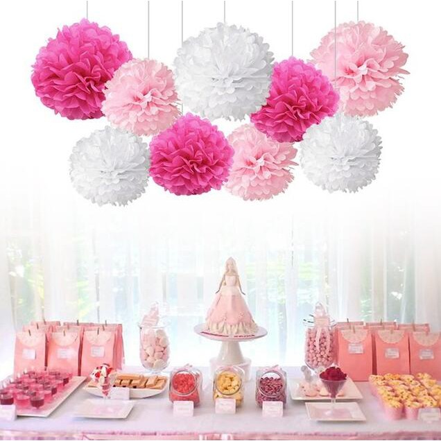 25 ซม.กระดาษทําด้วยมือดอกไม้ Ball ~ กระดาษทิชชู่ Pom Poms ดอกไม้ Ball สําหรับ + งานแต่งงานเทศกาล Decor