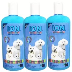 แชมพูสมุนไพร สำหรับ สุนัข แมว ขนสีขาวและสีอ่อน สูตรอัญชัญ 500มล.(3ขวด)Ion Coat Whitening Herbal Dog 