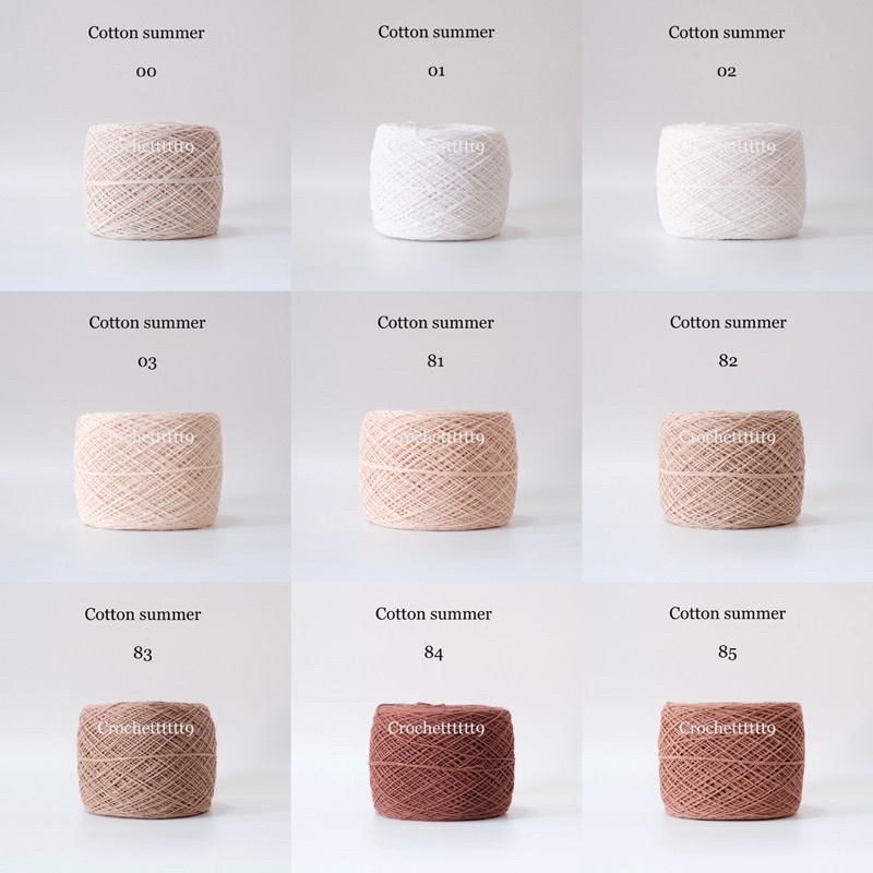 คอตตอนซัมเมอร์ (ด้ายฝ้าย) เบอร์ 20 เกรด A หนัก 120 กรัม ( สีขาว-ครีม-น้ำตาล-ดำ-เทา)