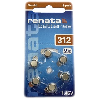 ถ่านเครื่องช่วยฟัง Renata ZA312 แพค 6 ก้อน ของแท้