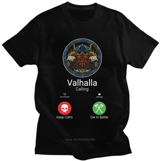 เสื้อยืดผ้าฝ้ายพิมพ์ลายแฟชั่น เสื้อยืดคอกลม แขนสั้น ผ้าฝ้าย พิมพ์ลาย Valhalla Is Calling สไตล์ฮาราจูกุ สําหรับผู้ชาย