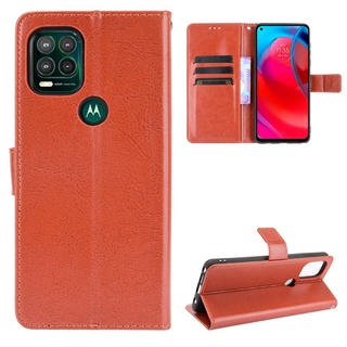 เคสโทรศัพท์หนัง PU ฝาพับ พร้อมช่องใส่บัตร และสายคล้อง หรูหรา สําหรับ Motorola Moto G Stylus 5G 2021