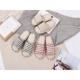 ❀รองเท้าพื้นมีกันลื่น ใส่ในบ้าน ลายขีด สไตล์ญี่ปุ่น นุ่มสบาย indoor slippers