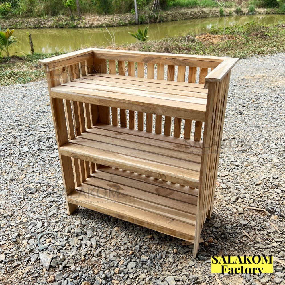SLK ชั้นวางของใช้/ของตกแต่งบ้านไม้สัก 3 ชั้น 63*30*70 ซม. กว้าง*ลึก*สูง ชั้นรองเท้า/ชั้นวางไมโครเวฟ 