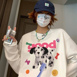 2022 ✨️🐱 | เสื้อกันหนาว เสื้อแขนยาว ลายDalmatian น้องหมาลายจุด สีครีม สกรีนลาย good dog น่ารักมากๆ | Pre-order 7-20วัน