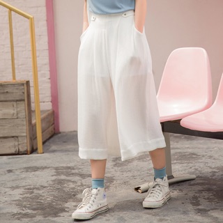 (7)สีดำเข้าพร้อมส่ง🔥Culottes กางเกงขาบานผ้าฮานาโกะ5ส่วนยาว30นิ้ว