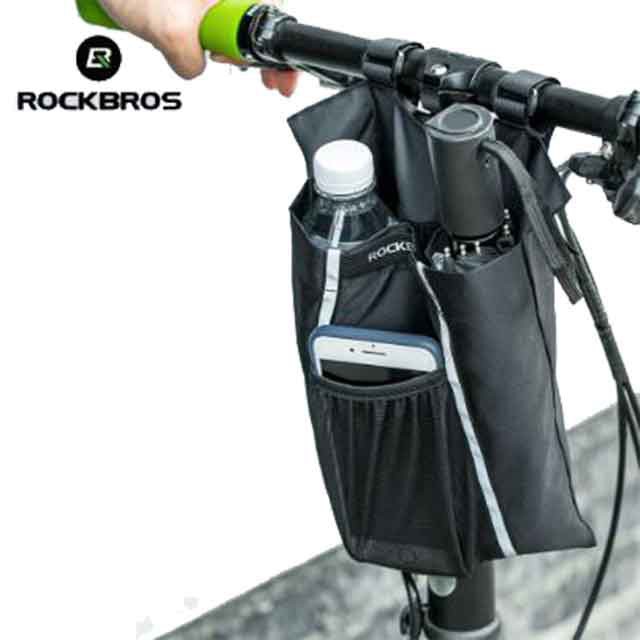 【TH Delivery】ROCKBROS กระเป๋าเก็บของ แบบพับได้ ขนาดเล็ก สีดํา สําหรับติดแฮนด์รถจักรยานแบบพับ